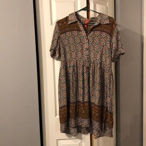 Patterned, button up dress